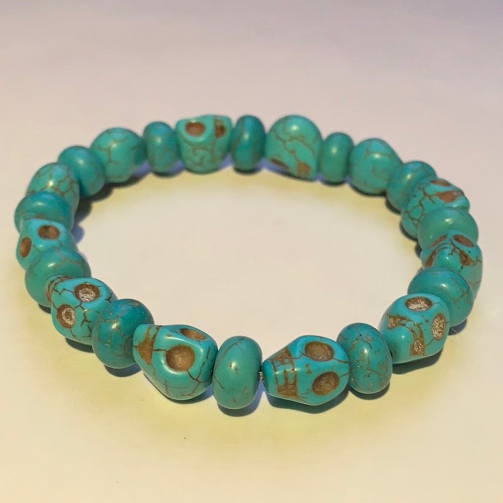 Skull Bracelet, Blue, Blue skulls, Handmade